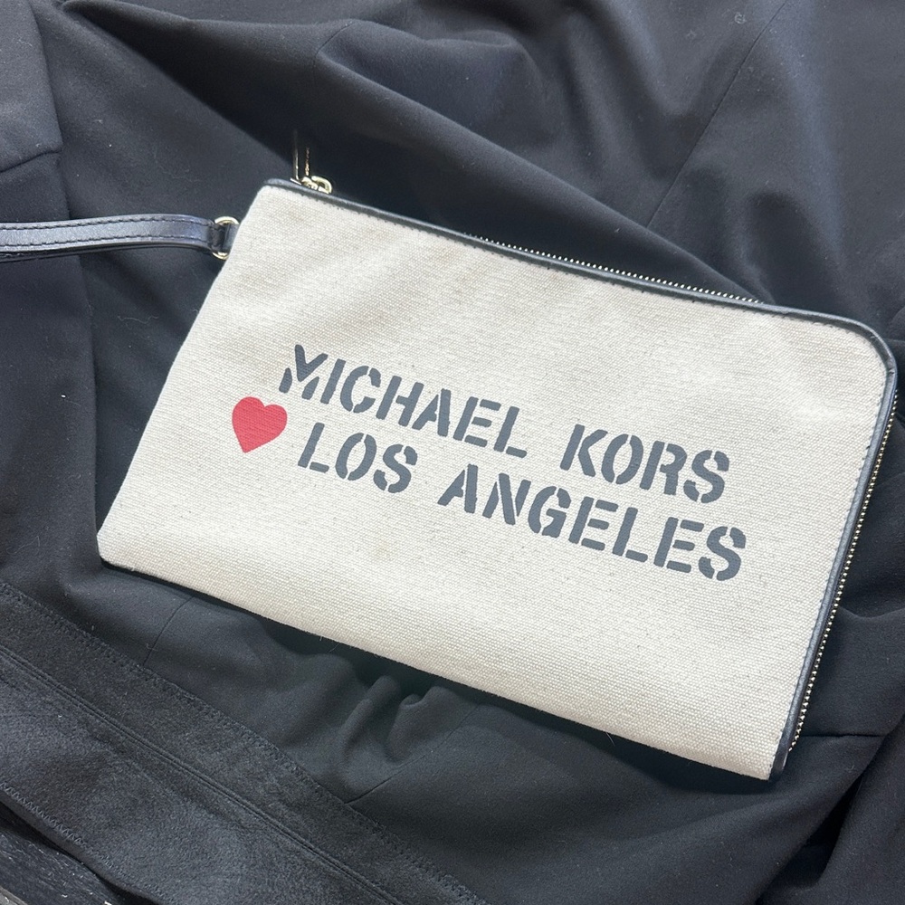 Michael Kors Cream and Black Wristlet/Clutch Bag